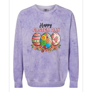 Happy Easter Day Eggs Floral Gift Easter Egg Colorblast Crewneck Sweatshirt