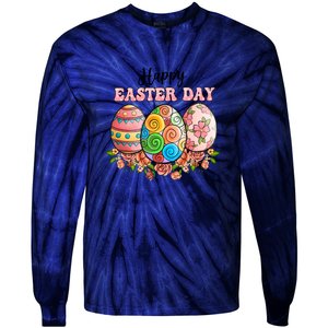 Happy Easter Day Eggs Floral Gift Easter Egg Tie-Dye Long Sleeve Shirt