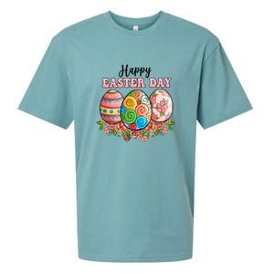 Happy Easter Day Eggs Floral Gift Easter Egg Sueded Cloud Jersey T-Shirt