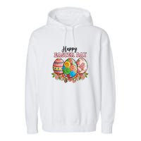 Happy Easter Day Eggs Floral Gift Easter Egg Garment-Dyed Fleece Hoodie