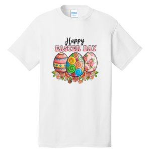 Happy Easter Day Eggs Floral Gift Easter Egg Tall T-Shirt