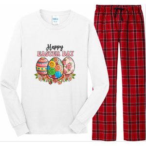 Happy Easter Day Eggs Floral Gift Easter Egg Long Sleeve Pajama Set