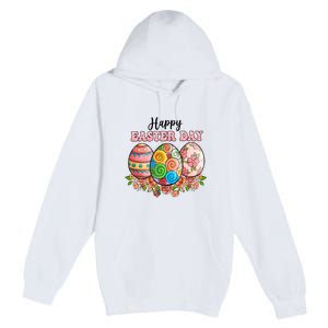 Happy Easter Day Eggs Floral Gift Easter Egg Premium Pullover Hoodie