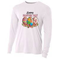 Happy Easter Day Eggs Floral Gift Easter Egg Cooling Performance Long Sleeve Crew