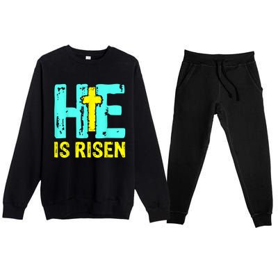 Happy Easter Day He Is Risen Christian Easter Premium Crewneck Sweatsuit Set