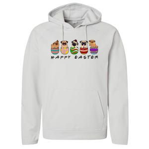 Happy Easter Day Cute Pugs Bunny Performance Fleece Hoodie