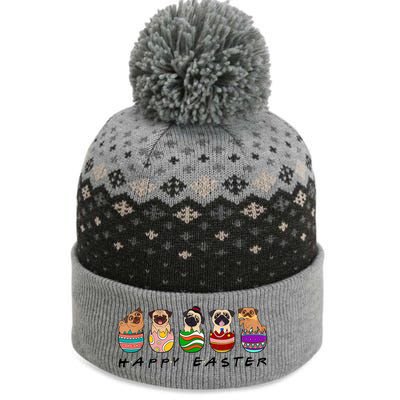 Happy Easter Day Cute Pugs Bunny The Baniff Cuffed Pom Beanie