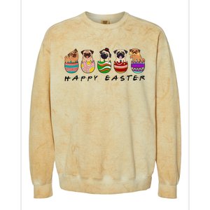 Happy Easter Day Cute Pugs Bunny Colorblast Crewneck Sweatshirt