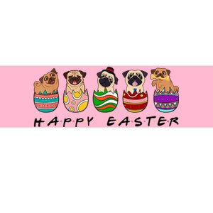 Happy Easter Day Cute Pugs Bunny Bumper Sticker