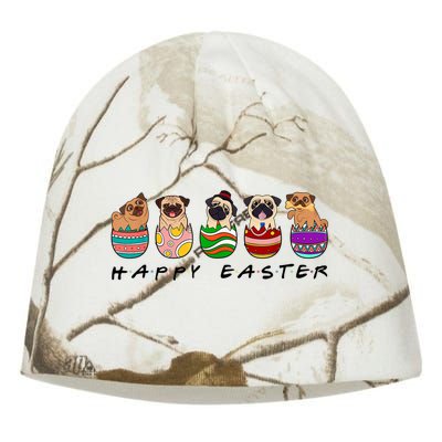 Happy Easter Day Cute Pugs Bunny Kati - Camo Knit Beanie