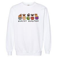 Happy Easter Day Cute Pugs Bunny Garment-Dyed Sweatshirt