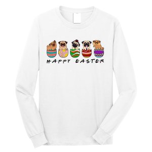 Happy Easter Day Cute Pugs Bunny Long Sleeve Shirt