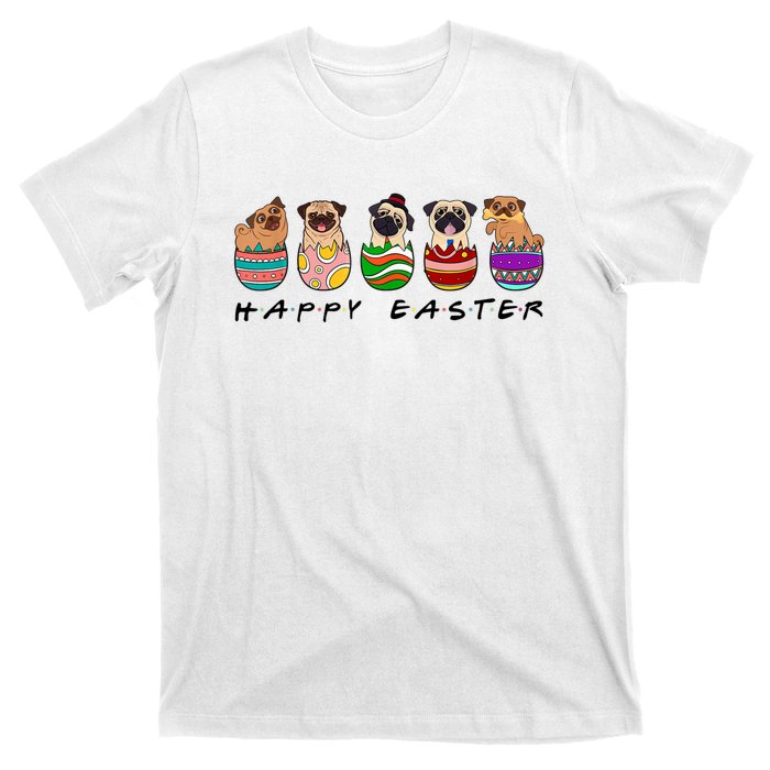 Happy Easter Day Cute Pugs Bunny T-Shirt