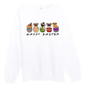 Happy Easter Day Cute Pugs Bunny Premium Crewneck Sweatshirt