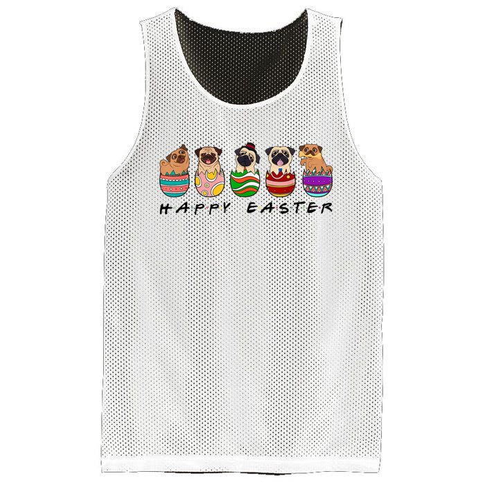 Happy Easter Day Cute Pugs Bunny Mesh Reversible Basketball Jersey Tank