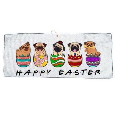 Happy Easter Day Cute Pugs Bunny Large Microfiber Waffle Golf Towel