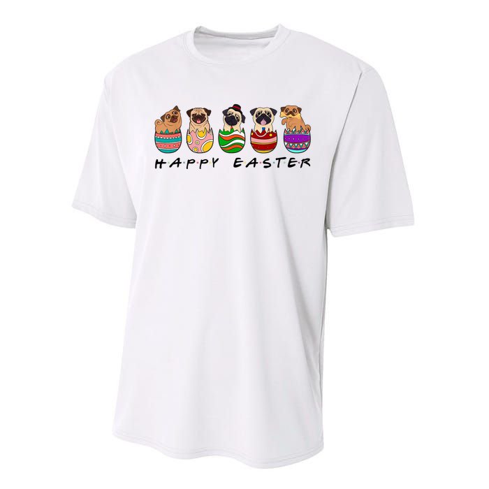 Happy Easter Day Cute Pugs Bunny Performance Sprint T-Shirt