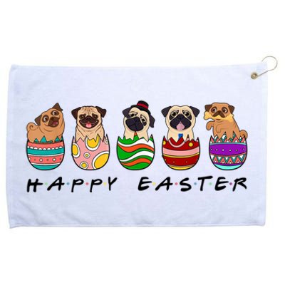 Happy Easter Day Cute Pugs Bunny Grommeted Golf Towel