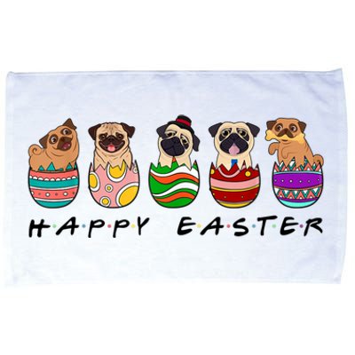 Happy Easter Day Cute Pugs Bunny Microfiber Hand Towel