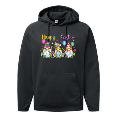 Happy Easter Day Bunny Gnome Rabbit Easter Egg Hunting Women Performance Fleece Hoodie