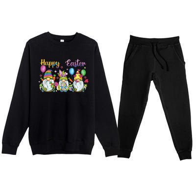 Happy Easter Day Bunny Gnome Rabbit Easter Egg Hunting Women Premium Crewneck Sweatsuit Set