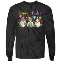 Happy Easter Day Bunny Gnome Rabbit Easter Egg Hunting Women Tie-Dye Long Sleeve Shirt