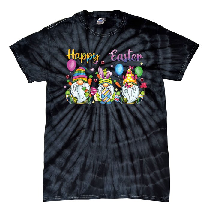 Happy Easter Day Bunny Gnome Rabbit Easter Egg Hunting Women Tie-Dye T-Shirt