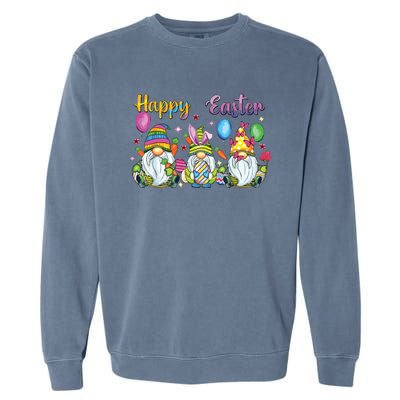 Happy Easter Day Bunny Gnome Rabbit Easter Egg Hunting Women Garment-Dyed Sweatshirt