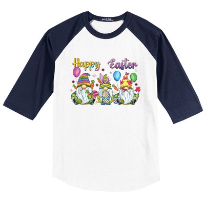 Happy Easter Day Bunny Gnome Rabbit Easter Egg Hunting Women Baseball Sleeve Shirt