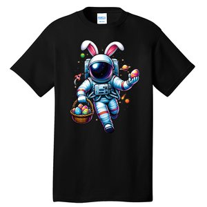 Happy Easter Day Bunny Egg Astronaut Space Tall T-Shirt