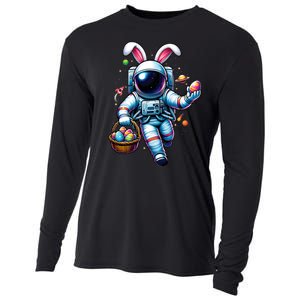 Happy Easter Day Bunny Egg Astronaut Space Cooling Performance Long Sleeve Crew