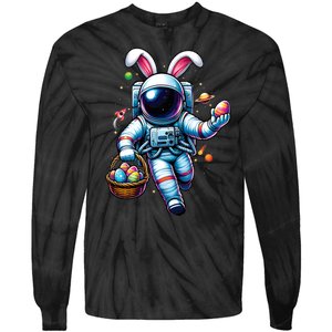 Happy Easter Day Bunny Egg Astronaut Space Tie-Dye Long Sleeve Shirt