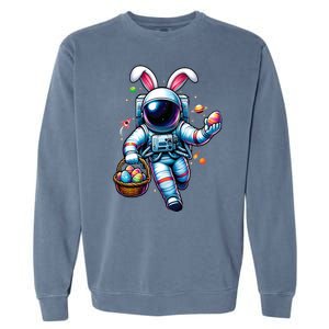 Happy Easter Day Bunny Egg Astronaut Space Garment-Dyed Sweatshirt