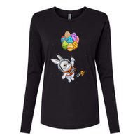 Happy Easter Day Bunny Egg Astronaut Space Womens Cotton Relaxed Long Sleeve T-Shirt