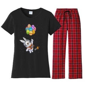 Happy Easter Day Bunny Egg Astronaut Space Women's Flannel Pajama Set