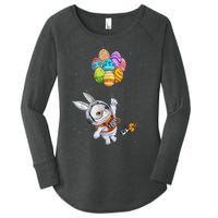 Happy Easter Day Bunny Egg Astronaut Space Women's Perfect Tri Tunic Long Sleeve Shirt