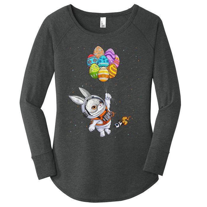 Happy Easter Day Bunny Egg Astronaut Space Women's Perfect Tri Tunic Long Sleeve Shirt