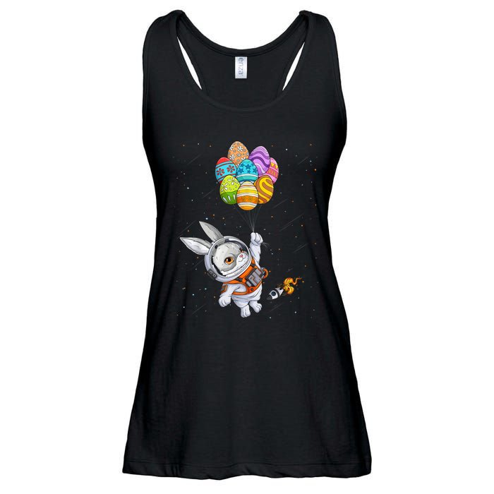 Happy Easter Day Bunny Egg Astronaut Space Ladies Essential Flowy Tank