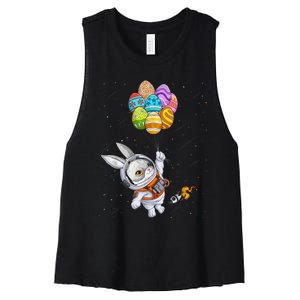 Happy Easter Day Bunny Egg Astronaut Space Women's Racerback Cropped Tank