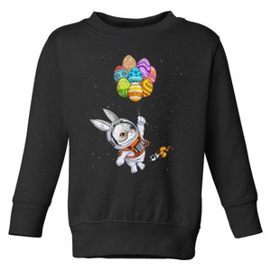 Happy Easter Day Bunny Egg Astronaut Space Toddler Sweatshirt