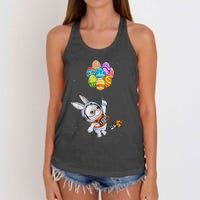 Happy Easter Day Bunny Egg Astronaut Space Women's Knotted Racerback Tank