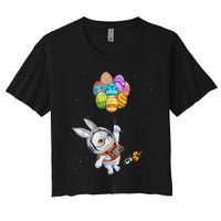 Happy Easter Day Bunny Egg Astronaut Space Women's Crop Top Tee