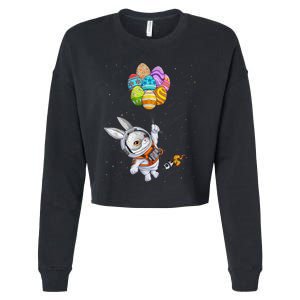 Happy Easter Day Bunny Egg Astronaut Space Cropped Pullover Crew