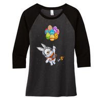 Happy Easter Day Bunny Egg Astronaut Space Women's Tri-Blend 3/4-Sleeve Raglan Shirt