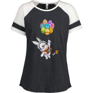 Happy Easter Day Bunny Egg Astronaut Space Enza Ladies Jersey Colorblock Tee