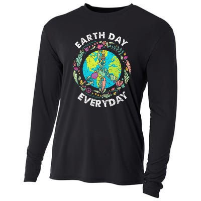 Happy Earth Day Every Day Peace Symbol Cooling Performance Long Sleeve Crew