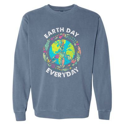 Happy Earth Day Every Day Peace Symbol Garment-Dyed Sweatshirt