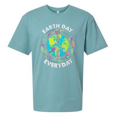 Happy Earth Day Every Day Peace Symbol Sueded Cloud Jersey T-Shirt