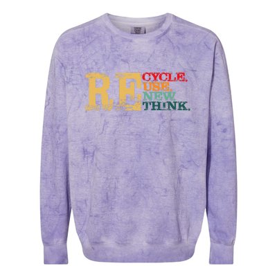 Happy Earth Day Recycle Reuse Renew Rethink Earth Day Retro Colorblast Crewneck Sweatshirt