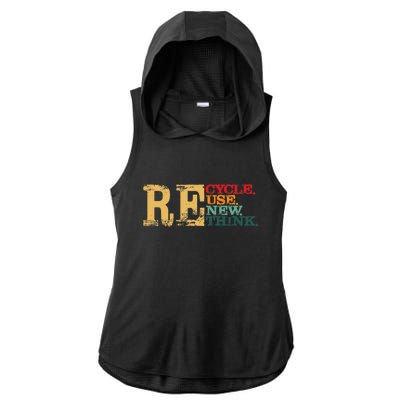 Happy Earth Day Recycle Reuse Renew Rethink Earth Day Retro Ladies PosiCharge Tri-Blend Wicking Draft Hoodie Tank